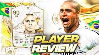 90 ICON ROBERTO CARLOS PLAYER REVIEW  EAFC 24 ULTIMATE TEAM [upl. by Azile]