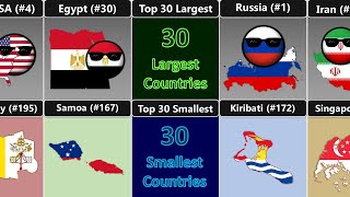 Top 30 Biggest VS Smallest Countries  OampM Facts Countryballs [upl. by Hemingway]