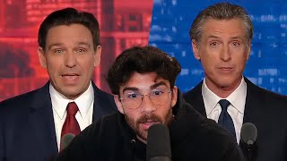 Gavin Newsom DESTROYS Ron Desantis In Debate  Hasanabi reacts [upl. by Stefan883]