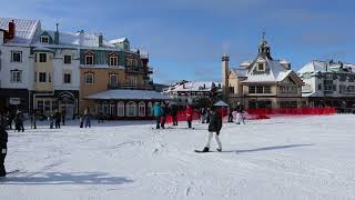 Mont Tremblant QC Pedestrian village amp Skiing in Canadian winter [upl. by Enelym]