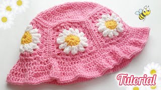 🌼Gorro Crochet Margaritas  Tutorial Aesthetic Crochet🌼 [upl. by Winebaum]