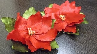 DIY Satin Ribbon Poinsettia Flower Tutorial  MyInDulzens [upl. by Anihc897]