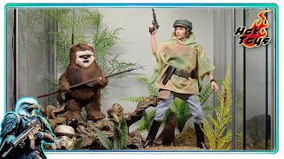 Hot Toys Princess Leia and Wicket Star Wars Endor diorama display MMS551 [upl. by Eycal]