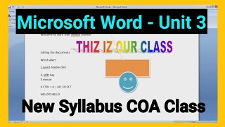 Microsoft Word  Unit 3  New Syllabus  COA Class [upl. by Neeliak]