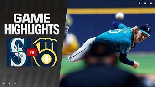 Mariners vs Brewers Game Highlights 4624  MLB Highlights [upl. by Elleinet]