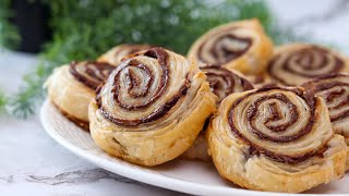 Nutella Pinwheel Puffs  Instant snack  Only 2 ingredient  Puff pastry recipe  SR E 72 [upl. by Salvatore67]