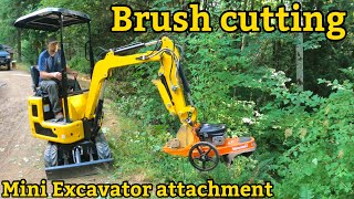 Mini Excavator mower deck brush cutter attachment [upl. by Aseefan]