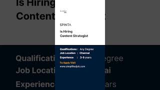 Spinta Digital is hiring Content Strategist  Simplified jobs [upl. by Aiam221]