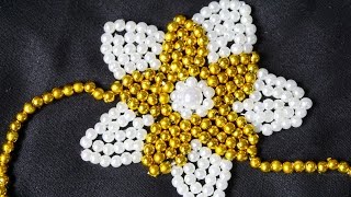 Embroidery Beads Flower by Hand  DIY Stitching Ideas  HandiWorks112 [upl. by Analem]