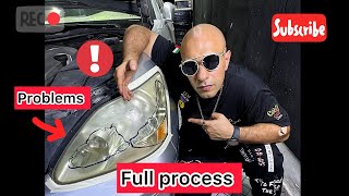 headlight polishing Full process How to do sanding and polishing car polish wow fix crazy [upl. by Greenquist718]