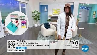 Sporto Quilted Puffer Coat with Faux FurTrimmed Hood [upl. by Ayoted]