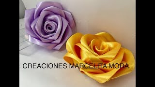 DIY Como Hacer una Rosa Flor Liston Satin How to Make Rose RibbonРозаクリップ簪Fita Cetin [upl. by Xaviera36]