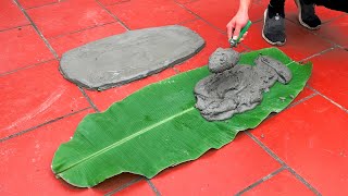 Great innovative cement ideas  DIY concrete coffee table from 3 banana leaves at home [upl. by Romine]