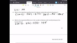 Discrete Random Variables Expected Value example pg 4142 [upl. by Siramay]