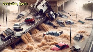 Image of flooding on the street Severe flooding is now impacting northeast Spain in Castellón [upl. by Eeladnerb]