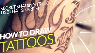 How to Draw Tattoos Shading Tricks with Sharpies Not Pens [upl. by Hbaruas]