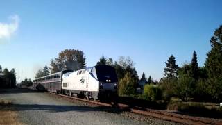 10512 Amtrak Cascades Train 510 with P42 200 and Superliners Mount Vernon WA [upl. by Uria]