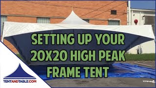 20 x 20 High Peak Frame Tent Setup Instructions  20x20 Tent Setup amp Assembly [upl. by Elwood]