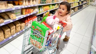 Grocery shopping with a TiNY shopping CART  Anything you can fit dad will buy [upl. by Eniarol]