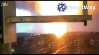 Tenn transportation camera shows tornado large fire ball knocking out power stations [upl. by Sokairyk]