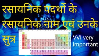 रसायनिक पदर्थो के रसायनिक नाम एवं उनके सुत्र chemistry formula [upl. by Mcneil]