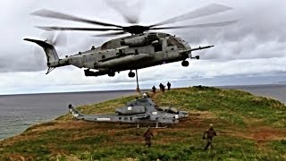 US Military Biggest Helicopter CH53E Super Stallion Recovers AH1Z Viper Attack Helicopter [upl. by Ynohtnacram190]