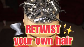 Retwisting Your Own Hair HD  Comb TwistStarter Dread Retwist Tutorial [upl. by Oisor]