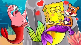 Spongebob Mermaid Story  Spongebob Mermaid Love Sandy Mermaid  Love Story  Spongebob Animation [upl. by Tressa576]