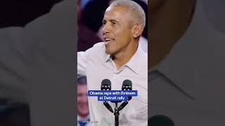 Obama RAPS on stage after Eminem introduces him at a rally in Detroit Michigan [upl. by Aelegna175]