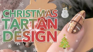 Christmas Tartan Nail Art  Christmas Nails for Beginners [upl. by Rahs]