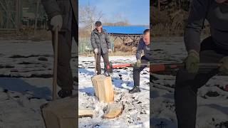 The process of making fuel by chopping wood with an axe [upl. by Furtek472]