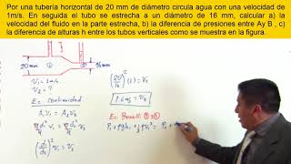 ejercicio de hidrodinamica venturi [upl. by Refinneg]