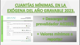 26 Cuantías mínimas en la Información exógena año gravable 2023 [upl. by Winne308]