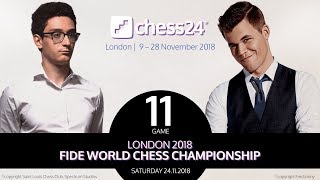 CarlsenCaruana Game 11  2018 FIDE World Chess Championship [upl. by Anilram]