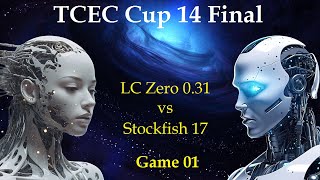 TCEC Cup 14 Final  LCZero 031 vs Stockfish 17  Game 01 [upl. by Baese435]