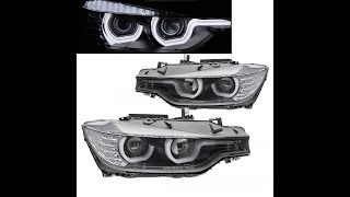 2 Phares avant BMW Serie 3 F30 Angel Eyes 3D LED 1115  Noir [upl. by Breban376]