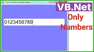 VBNet Tutorial  How to Make Textbox Allow Only Numbers In VBNET [upl. by Shah]