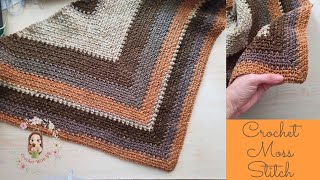 Crochet 1 Row Repeating Triangle Shawl with Moss StitchCrochet Triangle Shawl for Beginners [upl. by Anilrats889]