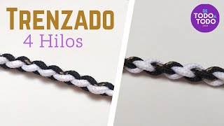 💜Técnica TRENZADO con 4 cuatro HILOS o CUERDAS Fácil DIY Paso a paso [upl. by Mellisent]