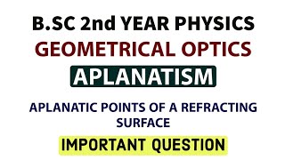 Aplanatism  Aplanatic Points of Refracting Surface  Geometrical Optics  BSC 2nd Year Physics [upl. by Corrianne934]