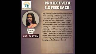 Project Vita 30 Feedback  Sakshi Jain anastasisacademy cat2024 [upl. by Yob]