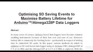 Optimising SD Saving Events to Maximise Battery Lifetime for Arduino™Atmega328P Data Loggers [upl. by Stavros]