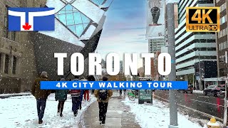 Winter Walk in Toronto Canada ❄️ Bloor Yorkville UofT Snow Day Night Walk 4K HDR 60fps [upl. by Grannie]