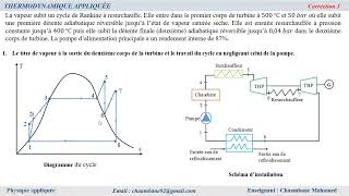 Thermodynamique appliquée  Exercice 3 Calcul turbine à vapeur  Cycle de Rankine à resurchauffe [upl. by Ticknor]