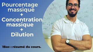 pourcentage massique  concentration massique  dilution  1Bac Biof  résumé du cours [upl. by Bac205]