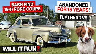 Barn Find 1947 Ford Coupe Flathead V8 Engine Abandoned for 15 Years Will It Run Stuck Valves [upl. by Ojibbob]