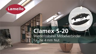 Lamello Clamex S20 Wiederlösbarer Möbelverbinder für die 4 mm Nut [upl. by Acitel]