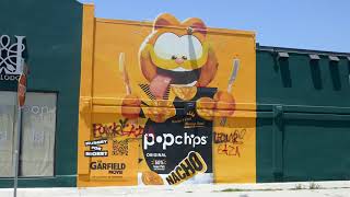 Garfield Popchips Billboard Art Mural Melrose Avenue Los Angeles California USA July 2 2024 [upl. by Naxor]