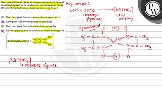 Red precipitate is obtained when ethanol solution of dimethylglyoxi [upl. by Enilarac921]