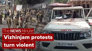 Protest against Vizhinjam Adani port turns violent cops and station attacked [upl. by Retsila]